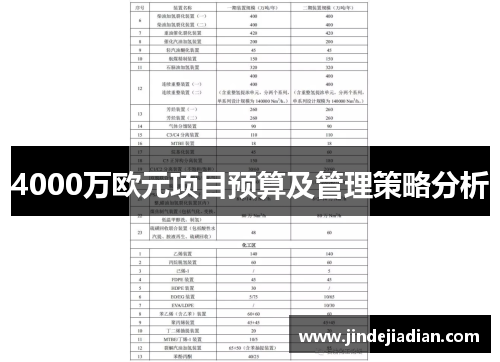 4000万欧元项目预算及管理策略分析